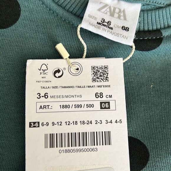 ZARA Kids | Green | SWEATSHIRT AND LEGGINGS POLKA DOT SET - Picture 6 of 6